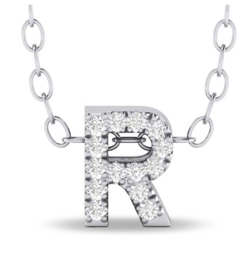 10 Karat White Initial Diamond Pendant