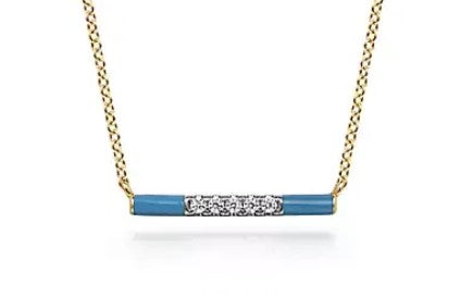 14 Karat Yellow Bar Diamond Necklace