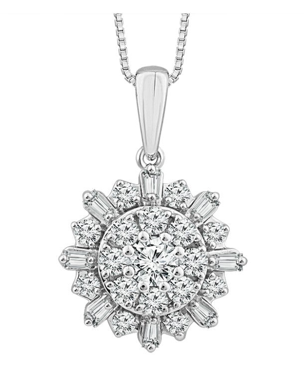 10 Karat White Cluster Diamond Pendant