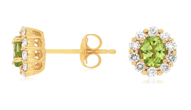 14 Karat Yellow Peridot Gemstone Earrings