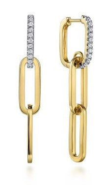 14 Karat Yellow Drop Diamond Earrings