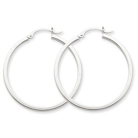 14 Karat White Medium Hoop Earrings