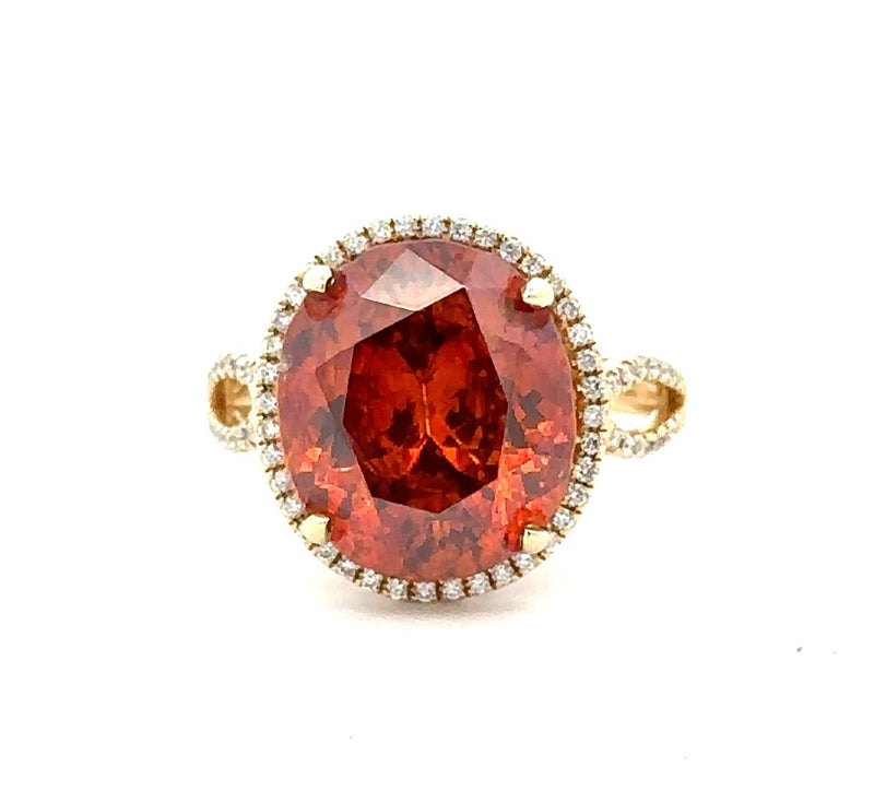 14 Karat Yellow Lady's Halo Gemstone Fasion Ring