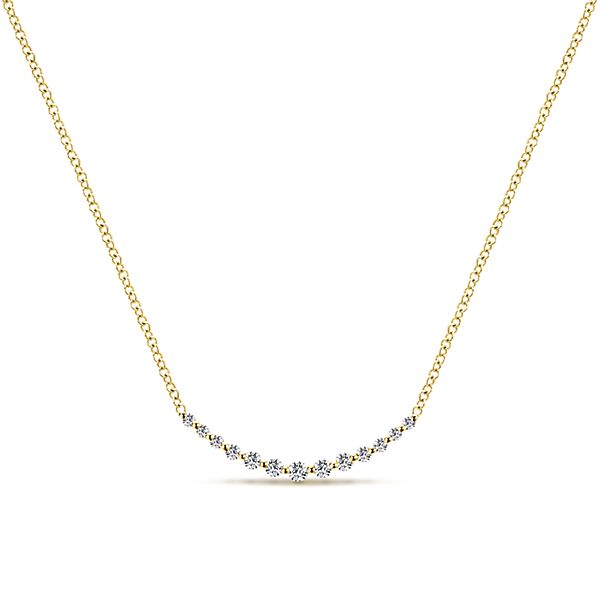 14 Karat Yellow Bar Diamond Necklace