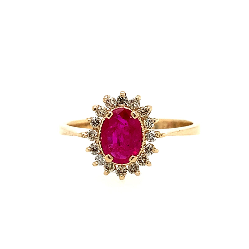 14 Karat Yellow Lady's Halo Gemstone Fasion Ring