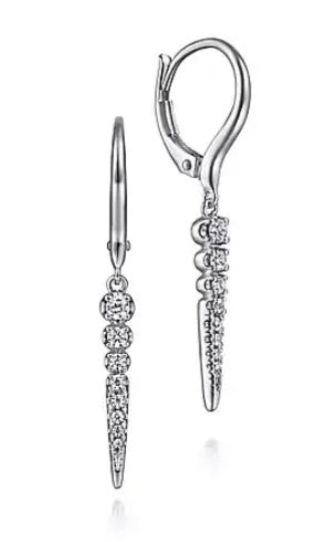 14 Karat White Drop Diamond Earrings