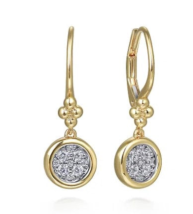 14 Karat Yellow Dangle Diamond Earrings