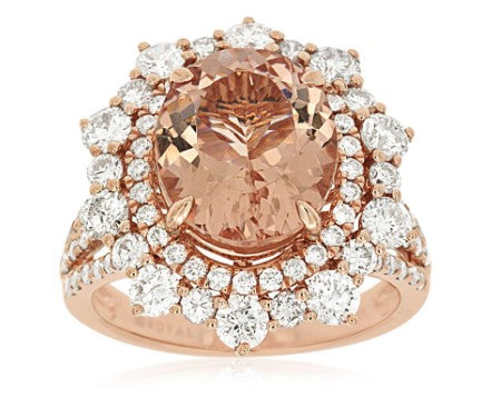 14 Karat Rosé Lady's Halo Gemstone Fasion Ring
