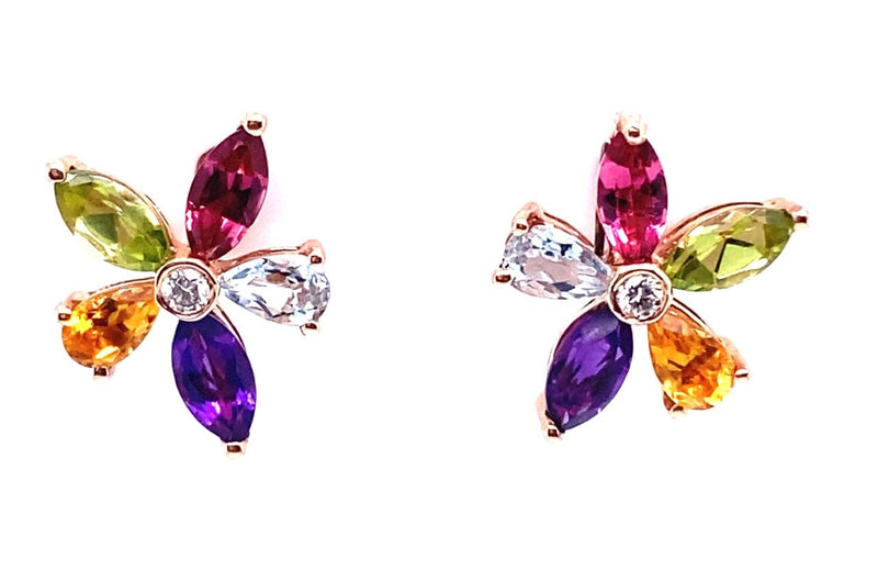 14 Karat Rosé Miscs Gemstone Earrings