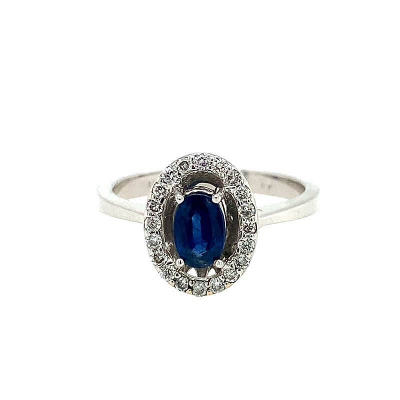 14 Karat White Lady's Halo Gemstone Fasion Ring