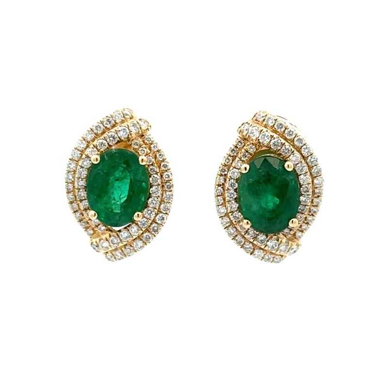 14 Karat Yellow Emeralds Gemstone Earrings