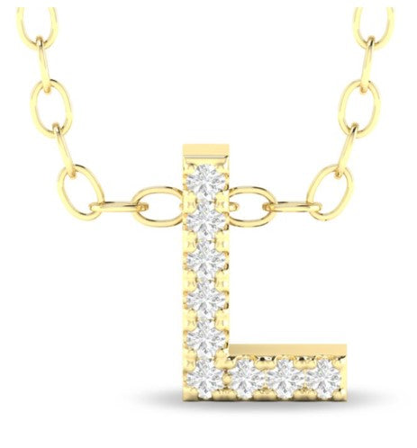 10 Karat Yellow Initial Diamond Pendant