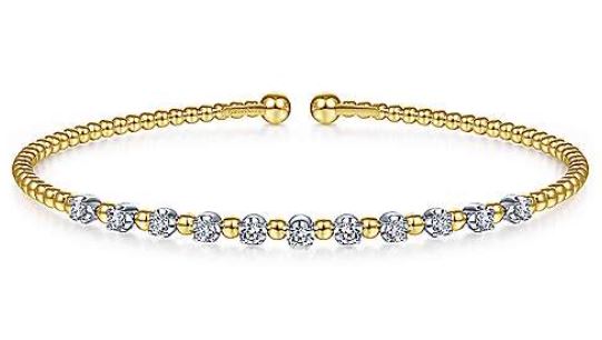 14 Karat Two Tone Bangle Diamond Bracelet