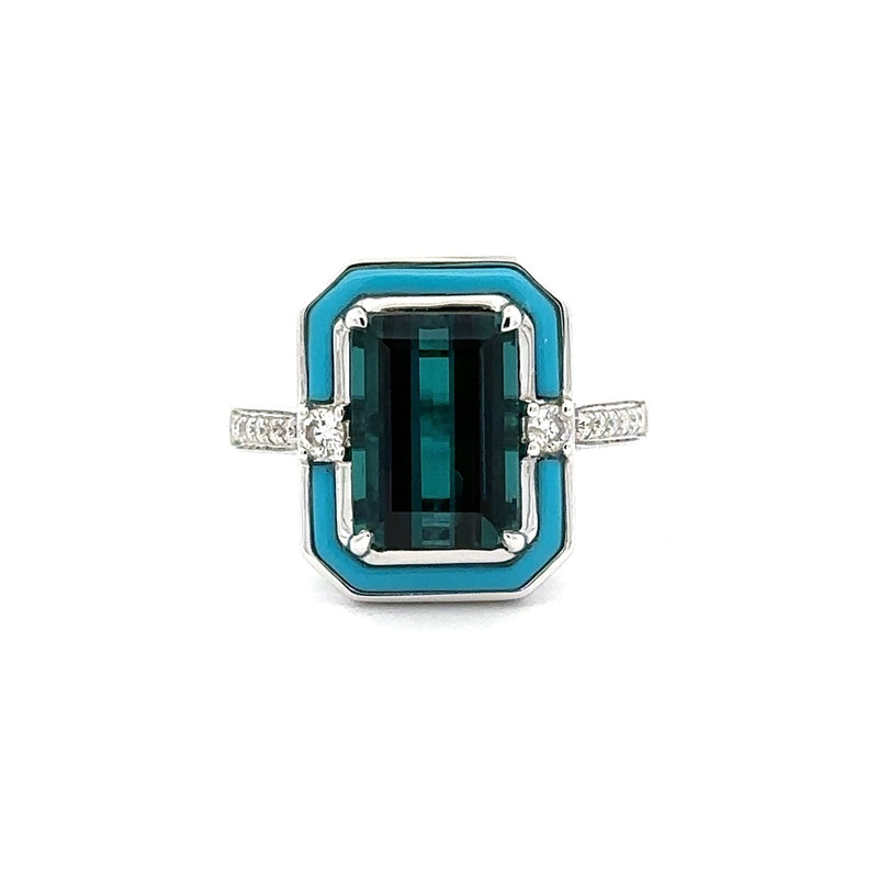 18 Karat White Lady's Contemporary Gemstone Fasion Ring