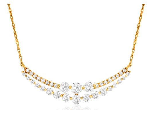 14 Karat Yellow Bar Diamond Necklace