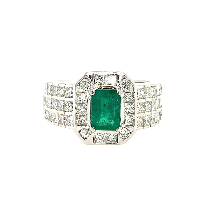 14 Karat White Lady's Halo Gemstone Fasion Ring