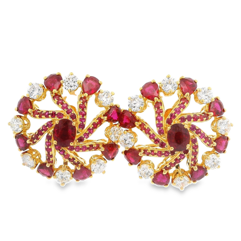 18 Karat Yellow Rubies Gemstone Earrings