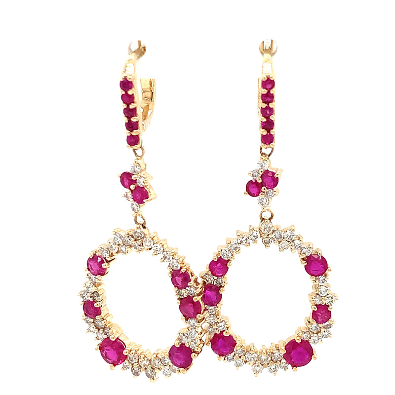 14 Karat Yellow Rubies Gemstone Earrings