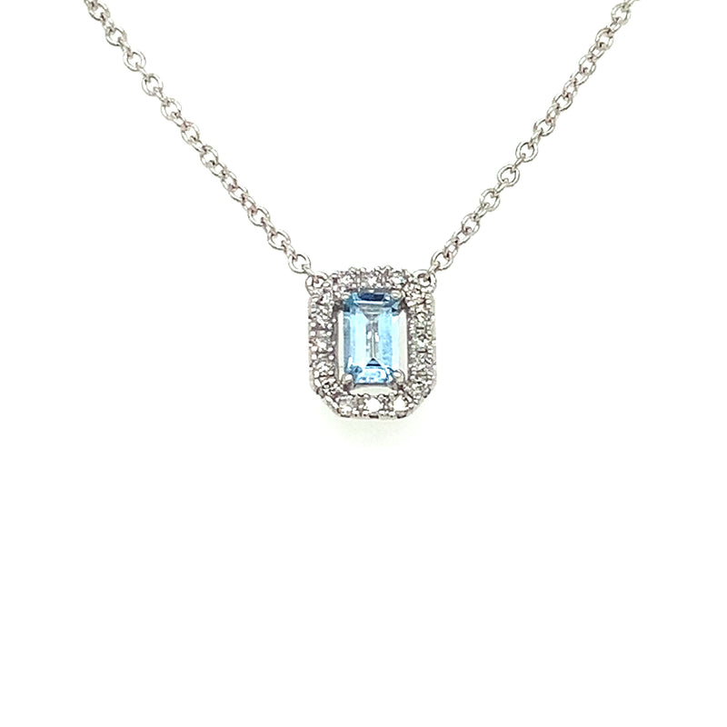 14 Karat White Halo Gemstone Pendant