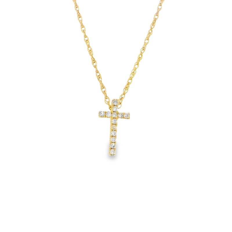 14 Karat Yellow Cross Diamond Pendant