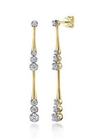 14 Karat Yellow Dangle Diamonds Earrings