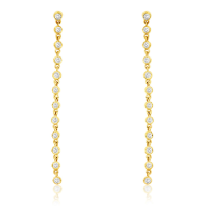 14 Karat Yellow Dangle Diamond Earrings