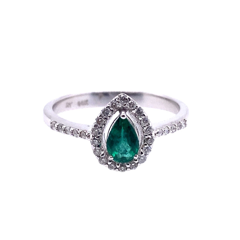 14 Karat White Lady's Halo Gemstone Fasion Ring