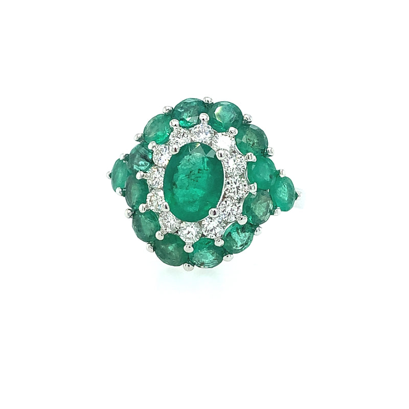 14 Karat White Lady's Halo Gemstone Fasion Ring