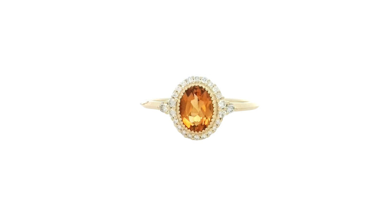 14 Karat Yellow Lady's Halo Gemstone Fasion Ring