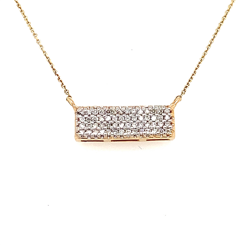 14 Karat Yellow Bar Diamond Necklace