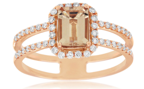 14 Karat Rosé Lady's Halo Gemstone Fasion Ring