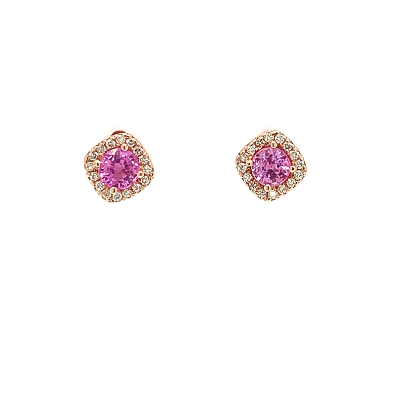 14 Karat Rosé Pink Sapphires Gemstone Earrings