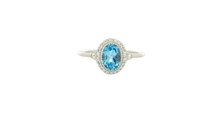 14 Karat White Lady's Halo Gemstone Fasion Ring