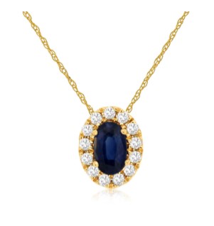 14 Karat Yellow Halo Gemstone Pendant