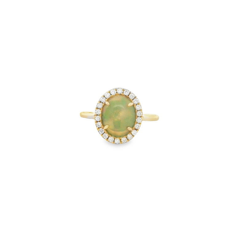 14 Karat Yellow Lady's Halo Gemstone Fasion Ring