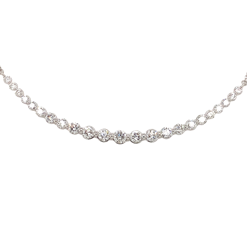 14 Karat White Bar Diamond Necklace