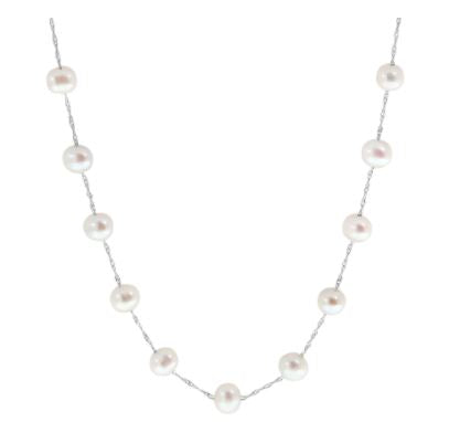 14 Karat White Tin Cup Pearls Necklace