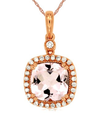 14 Karat Rosé Halo Gemstone Pendant