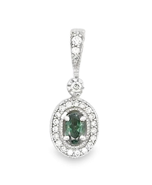 14 Karat White Halo Gemstone Pendant