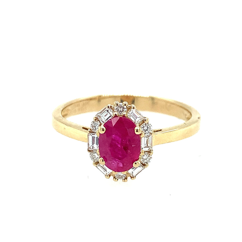 14 Karat Yellow Lady's Halo Gemstone Fasion Ring