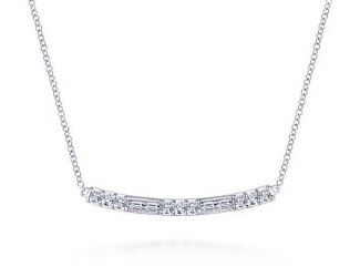 14 Karat White Bar Diamond Necklace