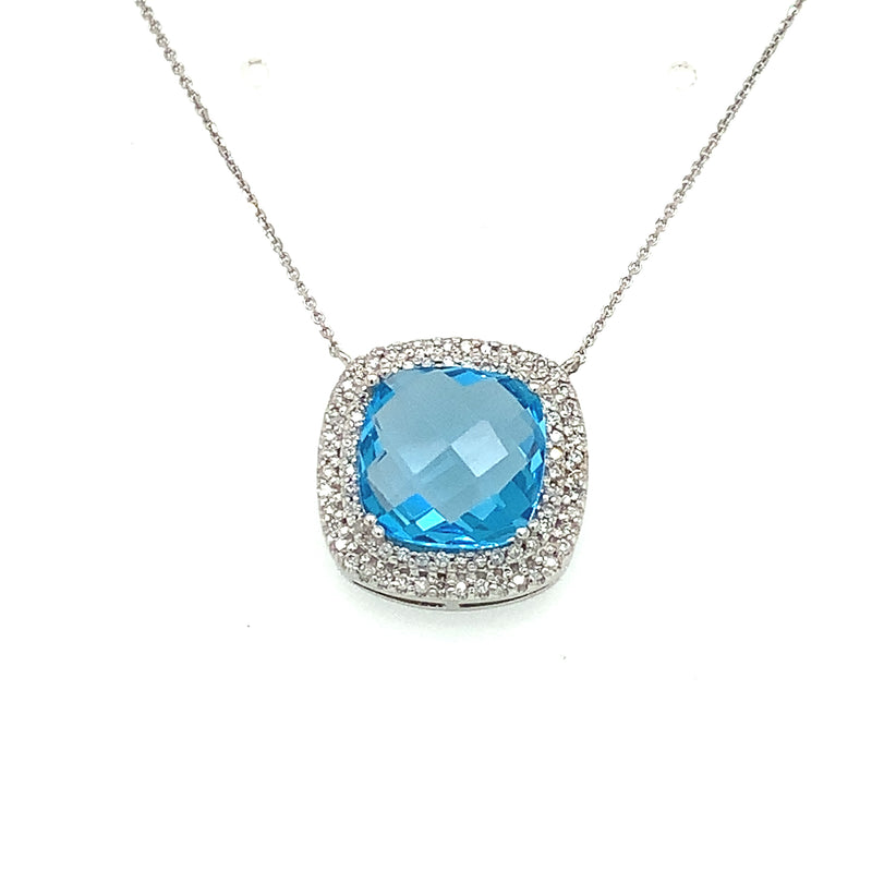 14 Karat White Halo Gemstone Necklace