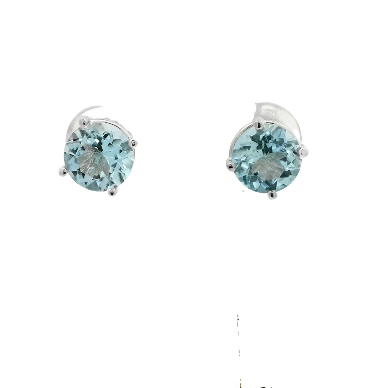 14 Karat White Aqua Gemstone Earrings