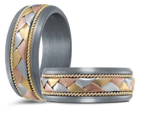 TANTALUM Tri-Color Comfort Fit Wedding Band