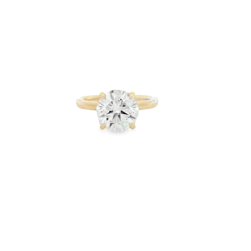 Yellow 14 Karat Solitaire Round Cut Lab Grown Diamonds Engagement Ring