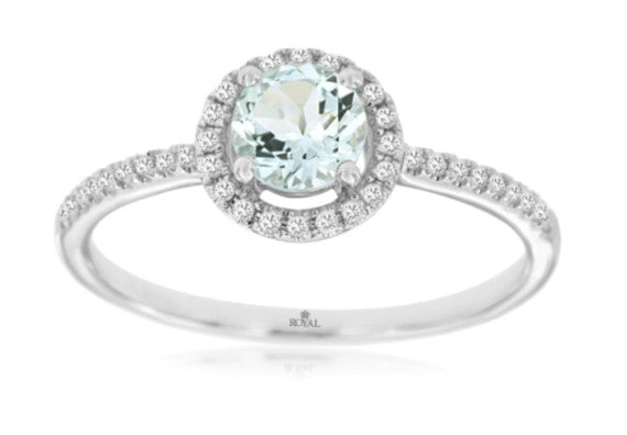 14 Karat White Lady's Halo Gemstone Fasion Ring