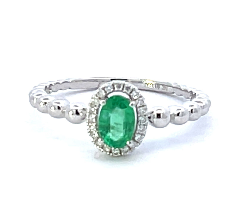 14 Karat White Lady's Halo Gemstone Fasion Ring