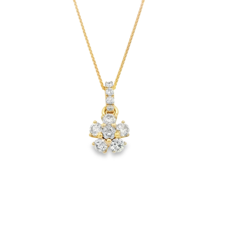 14 Karat Yellow Flower Diamond Pendant