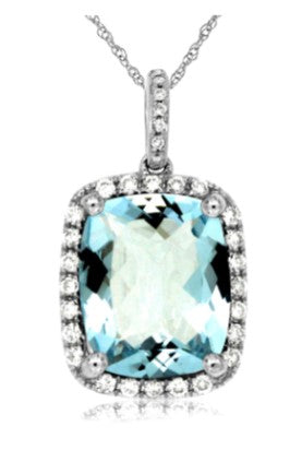 14 Karat White Halo Gemstone Pendant