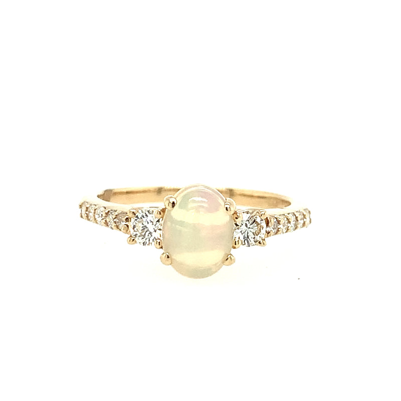 14 Karat Yellow Lady's 3 Stone Gemstone Fasion Ring
